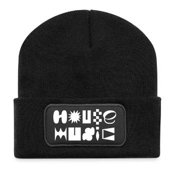 House Musique Typographie sophistiquée design de logo T-shirt - Beanie recyclé à patch - noir - Devant
