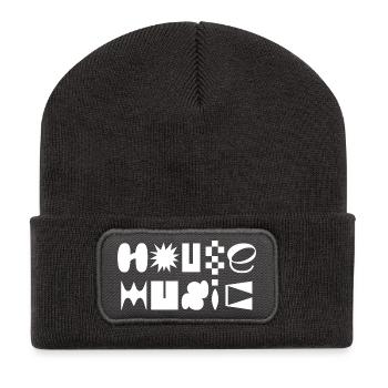 House Music fancy typography logo design T-Shirt - Recycled Patch Beanie - dark grey - Front