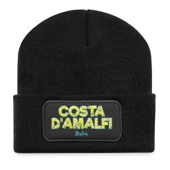 Costa d'Amalfi und Zitrone in Italien Amalfiküste - Recycelte Patch Beanie - Schwarz - Vorne