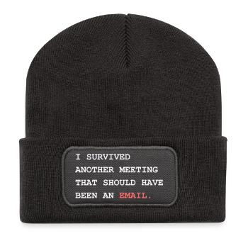 Survived Another Meeting Should Have Been An Email - Recycelte Patch Beanie - Dunkelgrau - Vorne