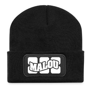 Malou als Vorname - Recycelte Patch Beanie - Schwarz - Vorne