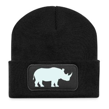 Pastell Rhino Silhouette - Recycelte Patch Beanie - Schwarz - Vorne