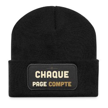 Chaque Page Compte - Cadeau Lecteur - Beanie recyclé à patch - noir - Devant