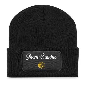 Buen Camino | Jakobsweg, Pilger, Santiago - Recycelte Patch Beanie - Schwarz - Vorne