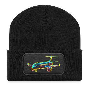 Airplane Comic Style - Recycled Patch Beanie - black - Front