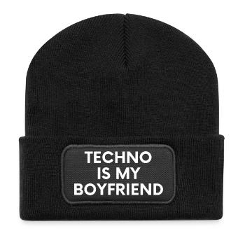Techno Is My Boyfriend - Spruch - Recycled Patch Beanie - black - Front