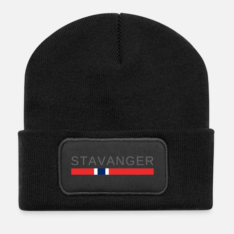 Stavanger Norwegen - Recycelte Patch Beanie - Schwarz