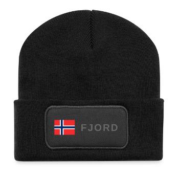 Fjordnorwegen - Recycelte Patch Beanie - Schwarz - Vorne