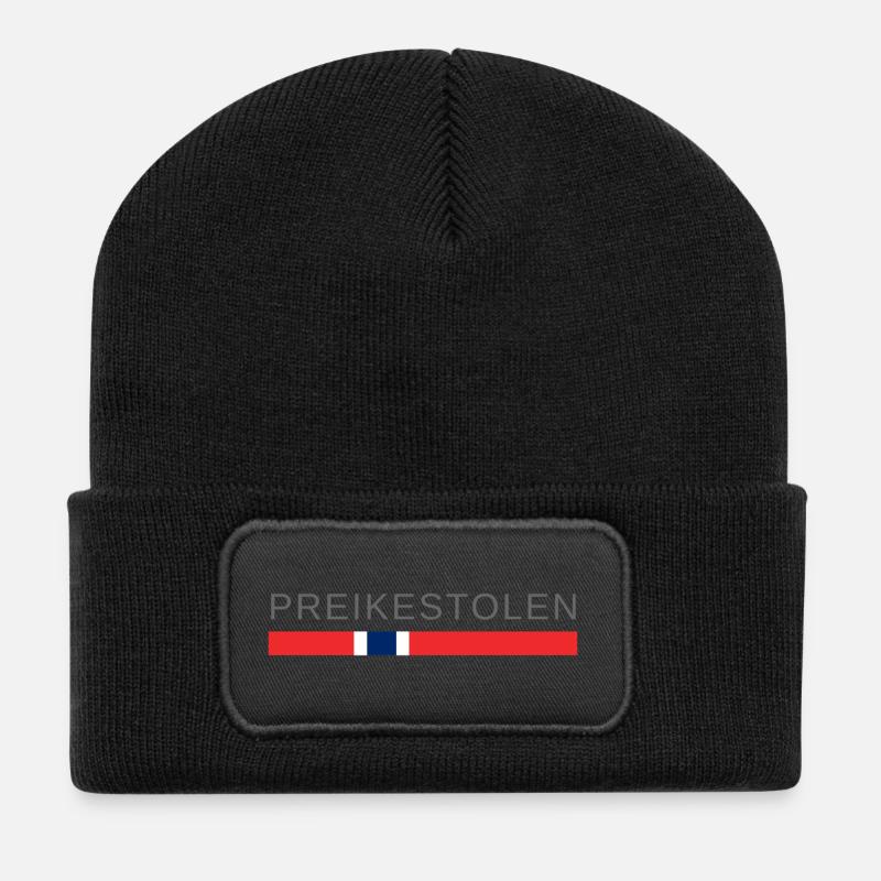 Preikestolen Norwegen - Recycelte Patch Beanie - Schwarz