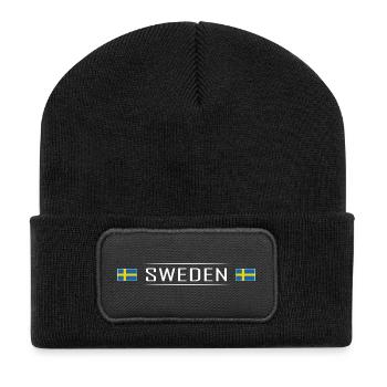 Sweden Land Schweden Skandinavien Urlaub - Recycelte Patch Beanie - Schwarz - Vorne