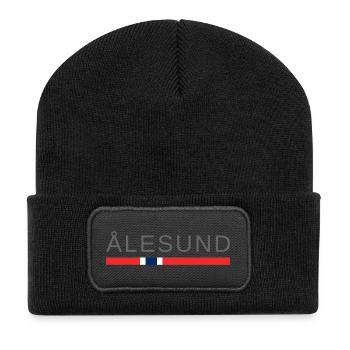 Alesund Norwegen - Recycelte Patch Beanie - Schwarz - Vorne