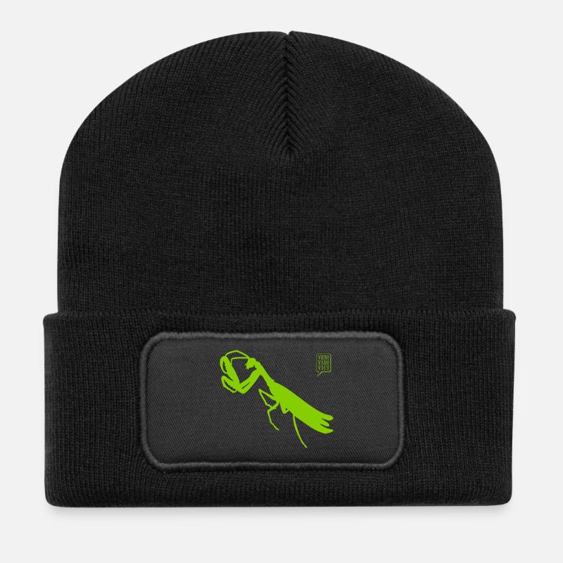 Gottesanbeterin / mantis (1c) - Recycelte Patch Beanie - Schwarz