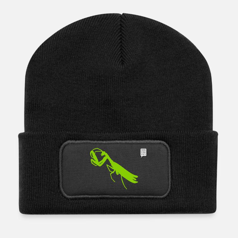 Gottesanbeterin / mantis (1c) - Recycelte Patch Beanie - Schwarz