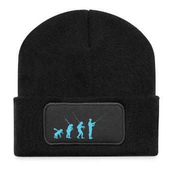 Evolution of fly fishing - Recycled Patch Beanie - black - Front