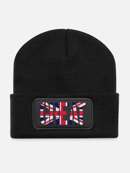 Großbritannien Flagge, britische Flagge, der Union - Recycelte Patch Beanie - Schwarz