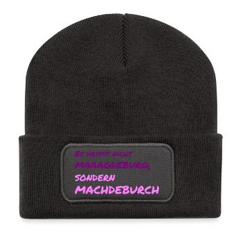 Magdeburg / Elbe / Sachsen-Anhalt / Geschenk - Recycelte Patch Beanie - Dunkelgrau - Vorne