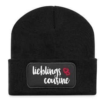 Lieblingscousine Cousine Cousinen Sprüche Geschenk - Recycelte Patch Beanie - Schwarz - Vorne