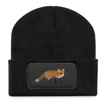Fuchs - Recycelte Patch Beanie - Schwarz - Vorne