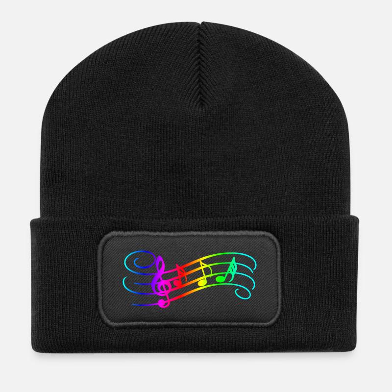 Music Notes - Recycled Patch Beanie - black