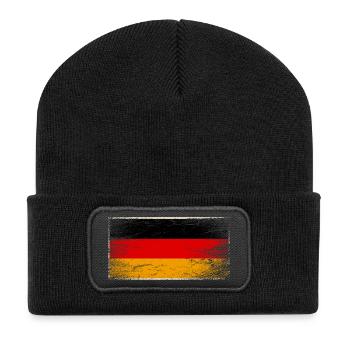 Deutschland Fußball Weltmeister Schwarz Rot Gold - Recycelte Patch Beanie - Schwarz - Vorne