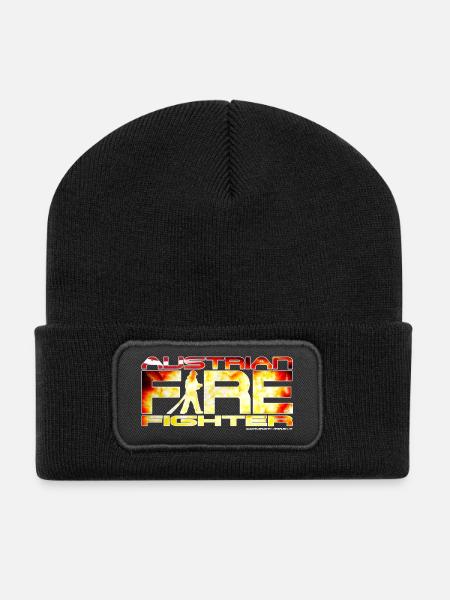 austrian firefighter Logo - Recycelte Patch Beanie - Schwarz
