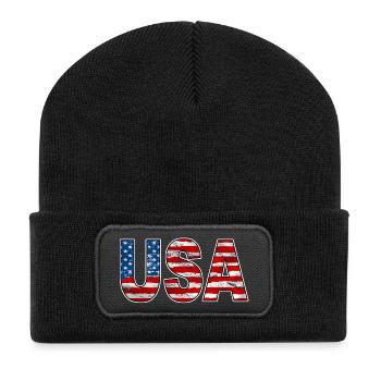 USA - Beanie recyclé à patch - noir - Devant