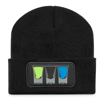 shooter glas alkohol - Recycelte Patch Beanie - Schwarz - Vorne