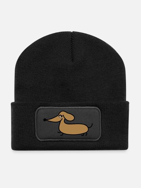 dachshund - Recycled Patch Beanie - black