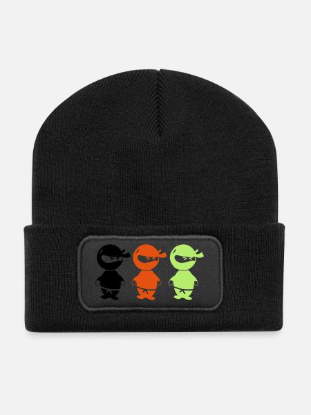 ninjas_002 - Beanie recyclé à patch - noir