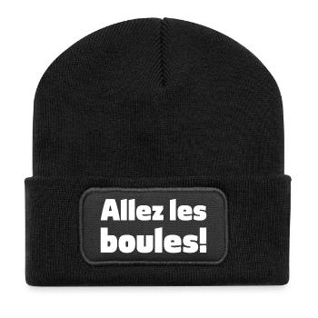 Allez les boules Boule Petanque Spruch für Bouler - Recycelte Patch Beanie - Schwarz - Vorne