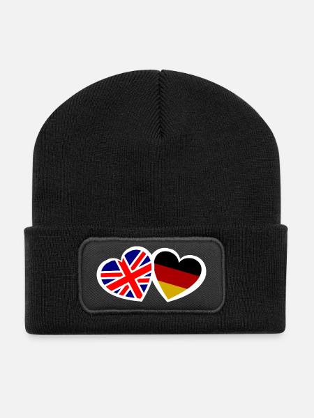 England and Germany Love - Recycled Patch Beanie - black