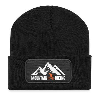 Mountainbiken - Recycelte Patch Beanie - Schwarz - Vorne