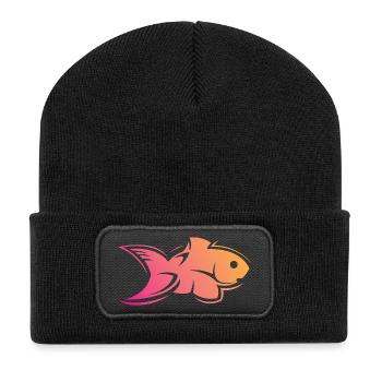 fish fish water sea colors symbol icon logo - Recycled Patch Beanie - black - Front