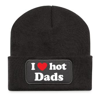 I love hot dads - Recycelte Patch Beanie - Dunkelgrau - Vorne