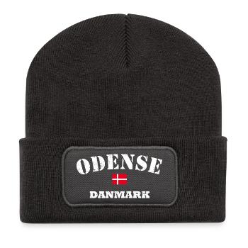 Odense Danemark - Beanie recyclé à patch - charbon - Devant