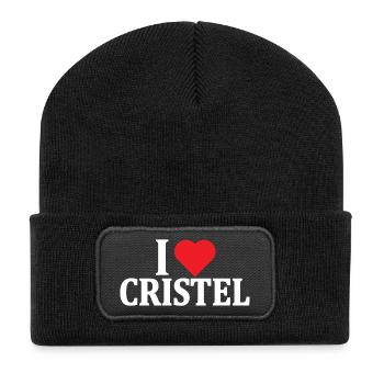 t-shirt J’adore Cristel t-shirt idée cadeau - Beanie recyclé à patch - noir - Devant