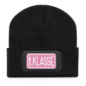 Grundschule - 1. Klasse Mädchen Schulkind - Recycelte Patch Beanie - Schwarz - Vorne