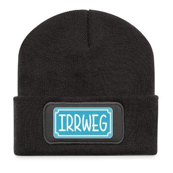 Irrweg Schild - Recycelte Patch Beanie - Dunkelgrau - Vorne