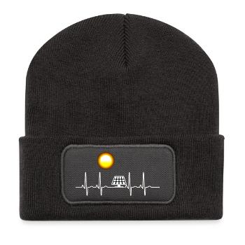 ECG Solar Energy Heart Line Generating Electricity Climate - Beanie recyclé à patch - charbon - Devant