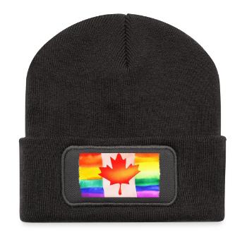 Kanada Flagge LGBTQ - Recycelte Patch Beanie - Dunkelgrau - Vorne