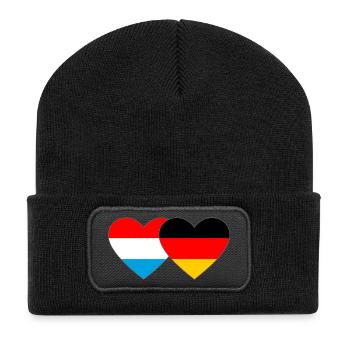 Luxembourg Germany Flag Heart - Recycled Patch Beanie - black - Front