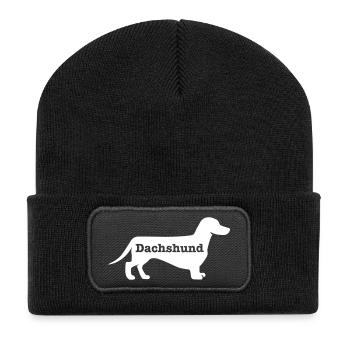 Dackel - Recycelte Patch Beanie - Schwarz - Vorne