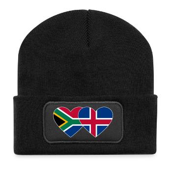 Afrique du Sud Islande Flag Heart - Beanie recyclé à patch - noir - Devant