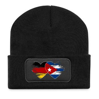 Allemagne Drapeau de Cuba utilisé coeur - Beanie recyclé à patch - noir - Devant