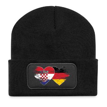 Kroatien Deutschland Flagge used Herz - Recycelte Patch Beanie - Schwarz - Vorne