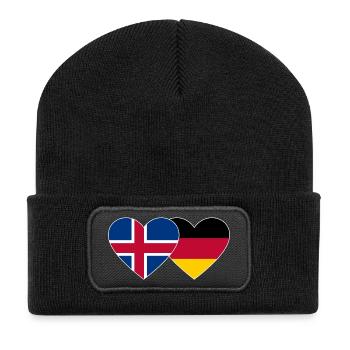 Iceland Germany Flag Heart - Recycled Patch Beanie - black - Front