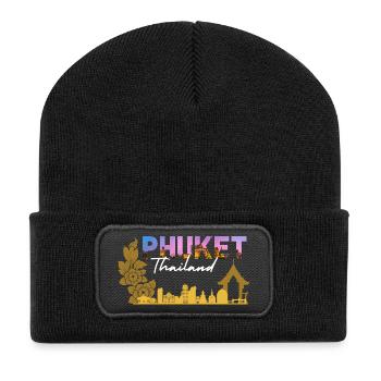 Phuket Thailand Sunset Skyline - Recycled Patch Beanie - black - Front