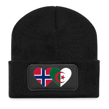Norwegen Algerien Flagge Herz - Recycelte Patch Beanie - Schwarz - Vorne