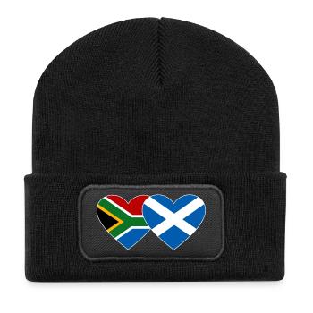 Afrique du Sud Écosse Flag Heart - Beanie recyclé à patch - noir - Devant