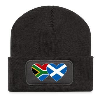 Afrique du Sud Écosse Flag Heart - Beanie recyclé à patch - charbon - Devant